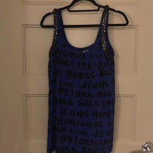 Guess blue tank with chain detail